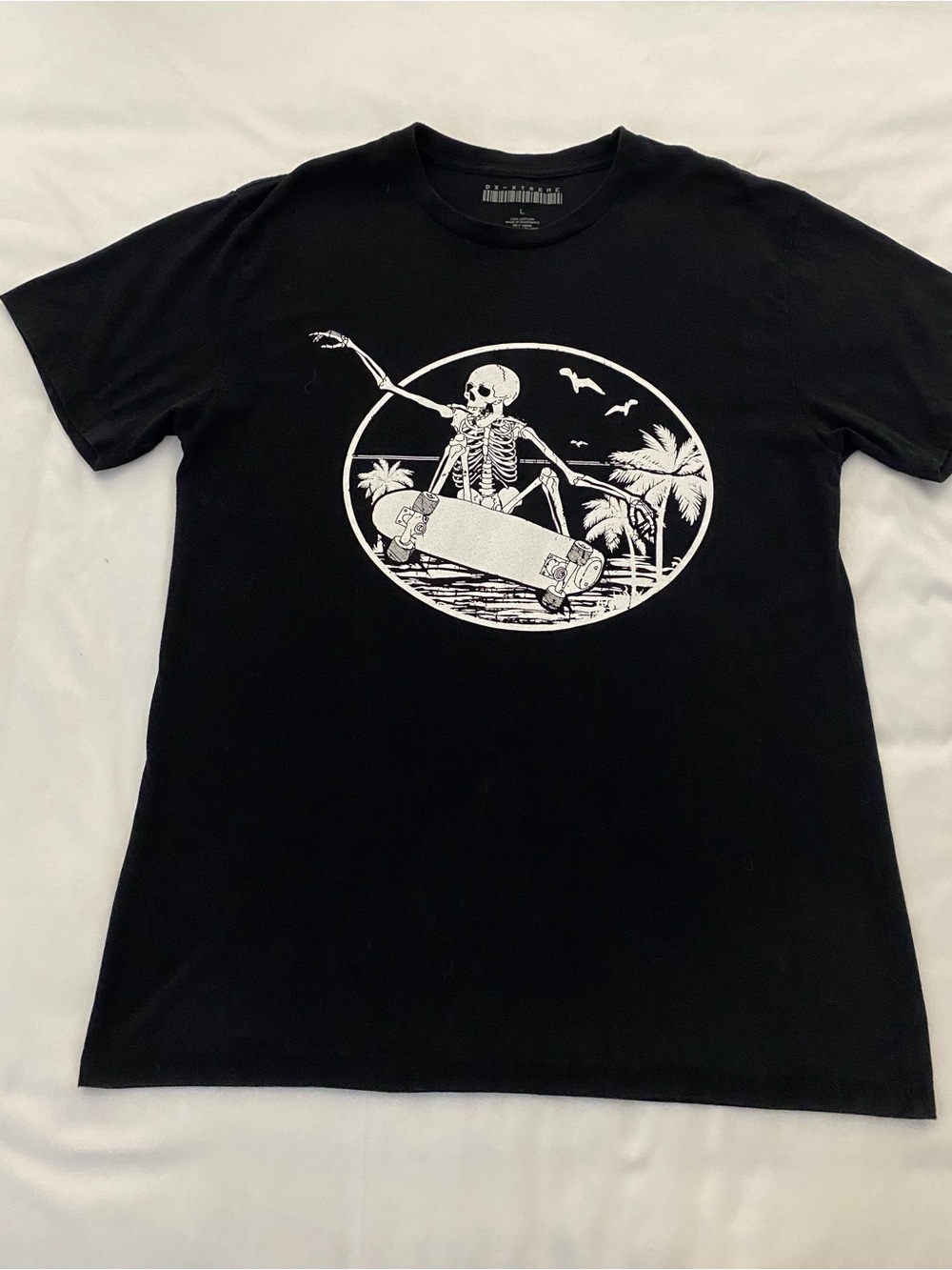 DX Xtreme Men's Black Skeleton Skater Graphic T-Shirt - Size Large